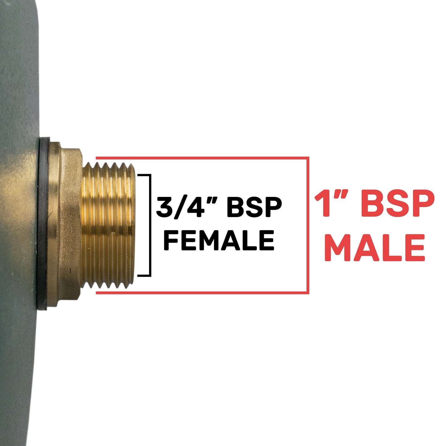 Water Butt Brass 1" BSP Male - 3/4" BSP Female and Drill Bit