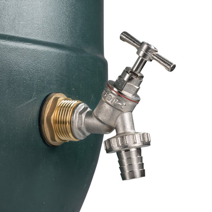 Water Butt Brass Kit 3/4" with Nickel Plated Brass Barbed Tap and Drill Bit