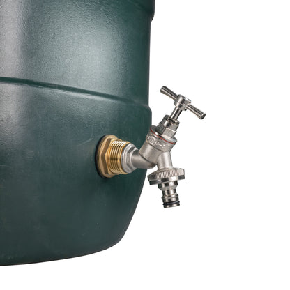 Water Butt Brass Kit 3/4" with Nickel Plated Brass Quick Connect Tap and Drill Bit