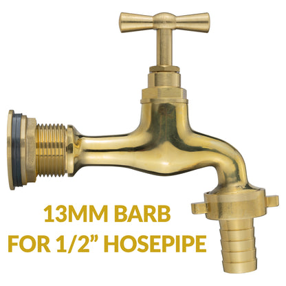 Water Butt Brass Kit 3/4" with 13mm Barbed Polished Brass Tap and Drill Bit