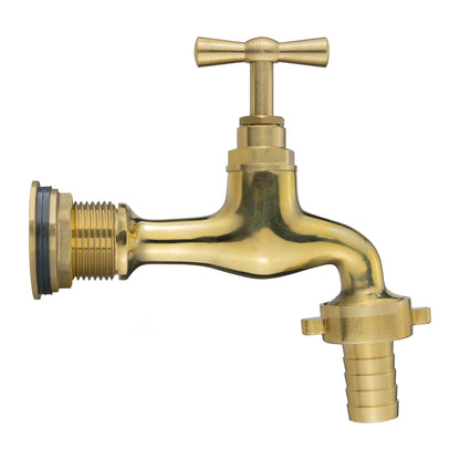 Water Butt Brass Kit 3/4" with 15mm Barbed Polished Brass Tap and Drill Bit