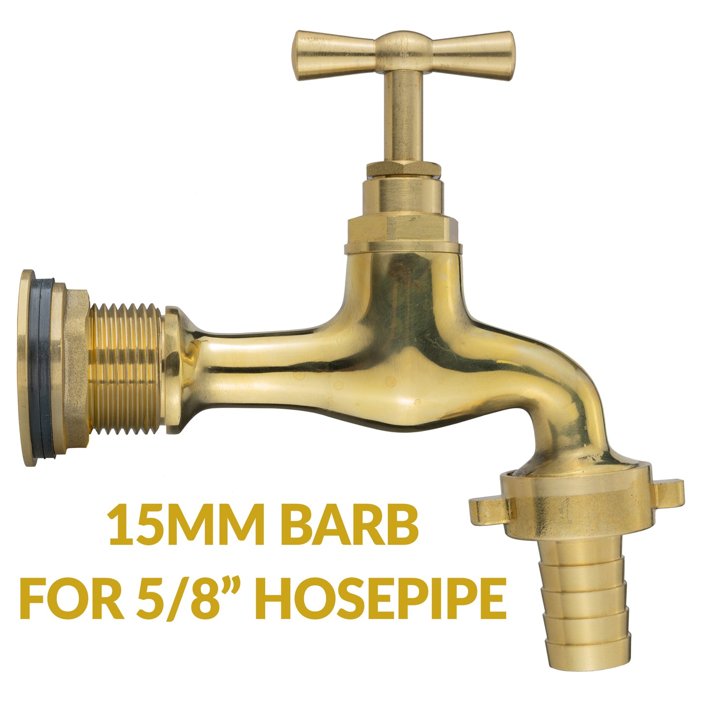 Water Butt Brass Kit 3/4" with 15mm Barbed Polished Brass Tap and Drill Bit