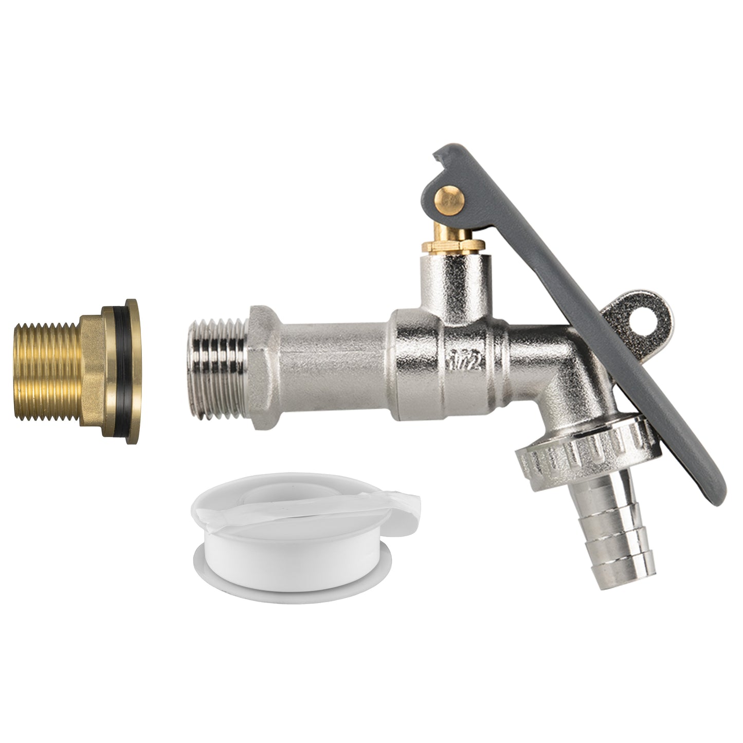 Water Butt Brass Kit 3/4" with Lever Tap Hose Barb and Lever Lock and Drill Bit