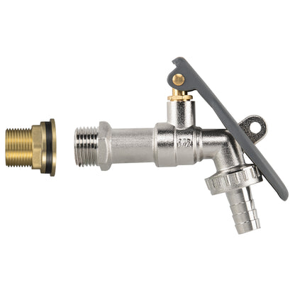 Water Butt Brass Kit 3/4" with Lever Tap Hose Barb and Lever Lock