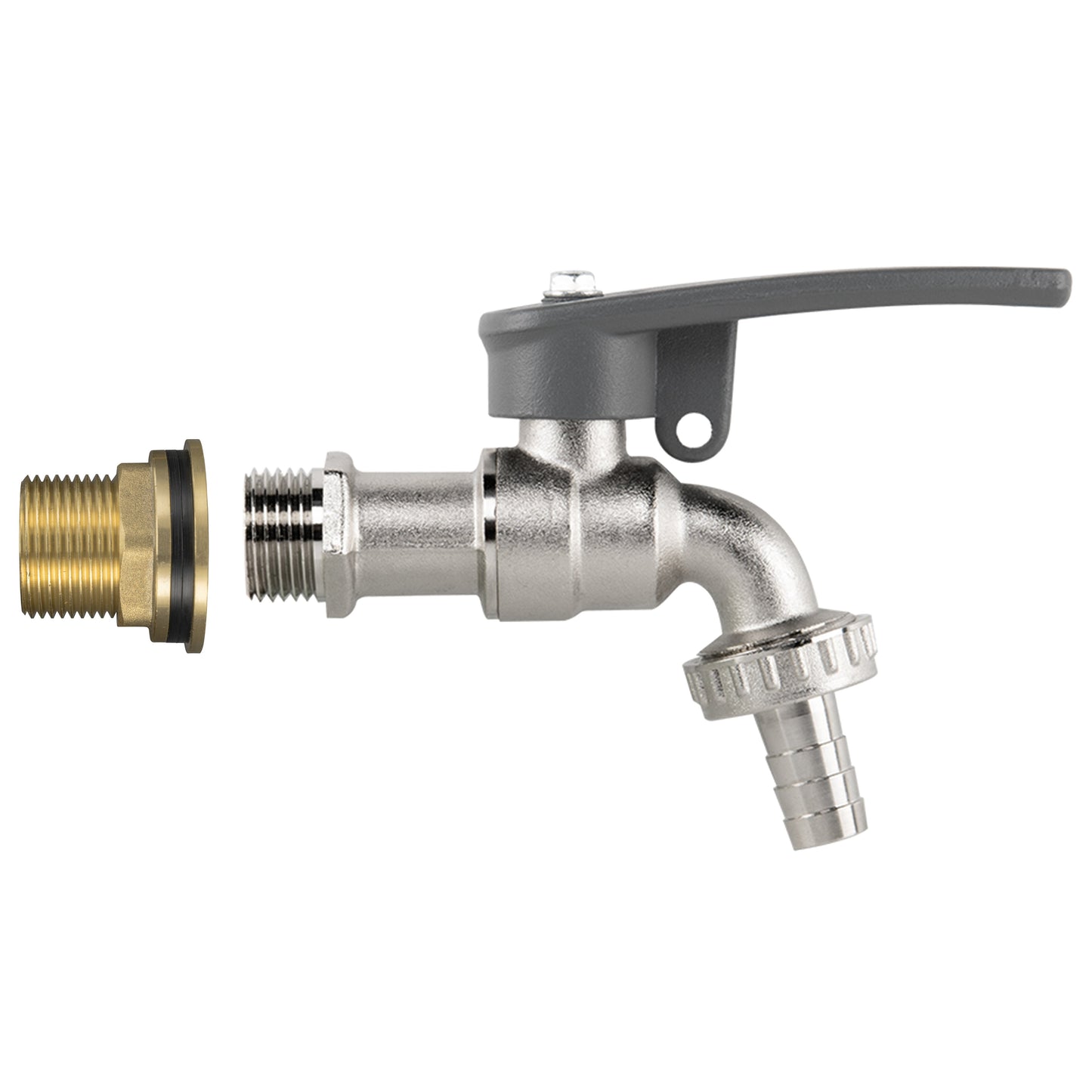 Water Butt Brass Kit 3/4" with Lever Tap Hose Barb and Side Lock
