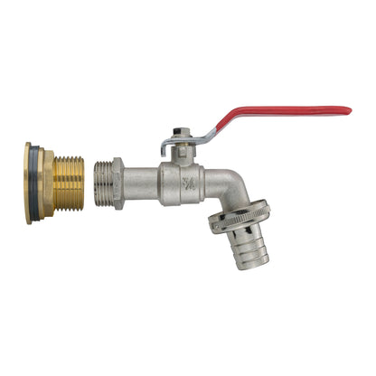 Water Butt Brass Kit 1" with Barbed Lever Tap