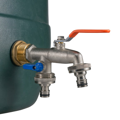 Water Butt Brass Kit 1" with Double Quick Connect Tap