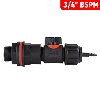 Water Butt Kit 3/4" with In-Line Valve + 4mm Micro Barb
