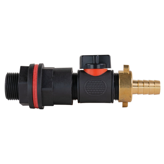Water Butt Kit 3/4" with In-Line Valve + 13mm Brass Barb