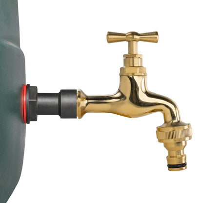 Water Butt Extension Kit 1/2" with Quick Connect Polished Brass Tap and Drill Bit