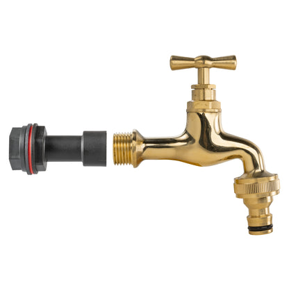 Water Butt Extension Kit 1/2" with Quick Connect Polished Brass Tap and Drill Bit