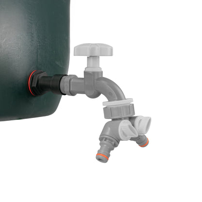 Water Butt Extension Kit 1/2" with Grey Dial Tap + Two-Way Splitter and Drill Bit