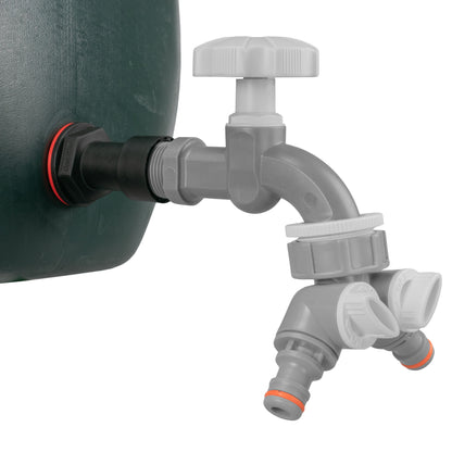 Water Butt Extension Kit 1/2" with Grey Dial Tap + Two-Way Splitter and Drill Bit