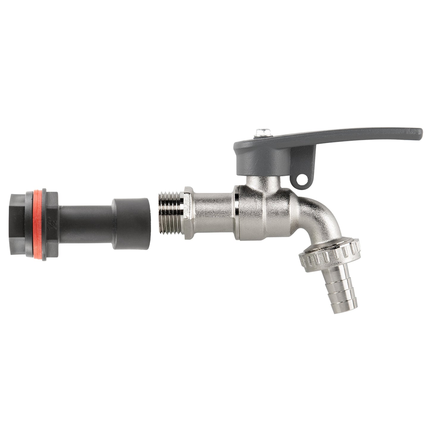 Water Butt Extension Kit 1/2" with Lever Tap Hose Barb and Side Lock and Drill Bit