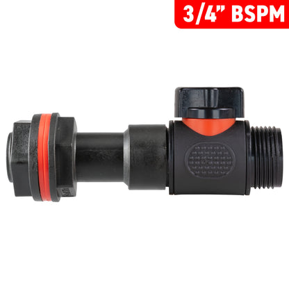 Water Butt Extension Kit 3/4" with 3/4" BSP In-Line Valve and Drill Bit