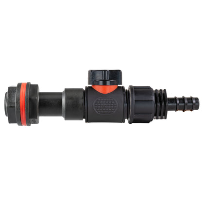 Water Butt Extension Kit 3/4" with In-Line Valve + 16mm Barb and Drill Bit