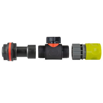 Water Butt Extension Kit 3/4" with In-Line Valve + Female Quick Connector Lime and Drill Bit