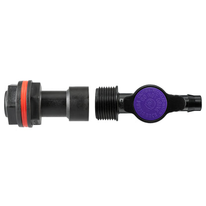 Water Butt Extension Kit 3/4" with 13mm Barb Irrigation Valve and Drill Bit