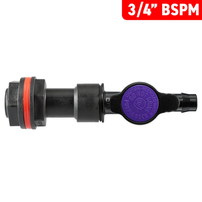 Water Butt Extension Kit 3/4" with 13mm Barb Irrigation Valve and Drill Bit