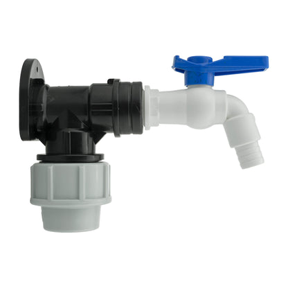 Wall Flange Kit 32mm MDPE + White PVC Tap