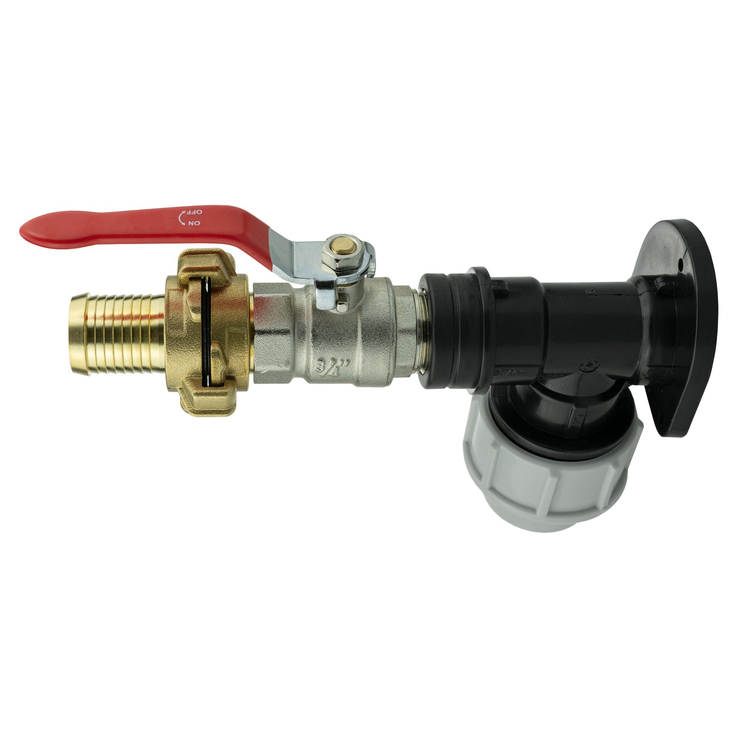 Wall Flange Kit 32mm MDPE + Lever Valve + 25mm Barbed Geka Set