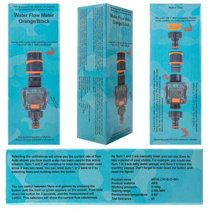 Water Flow Meter Black/Orange
