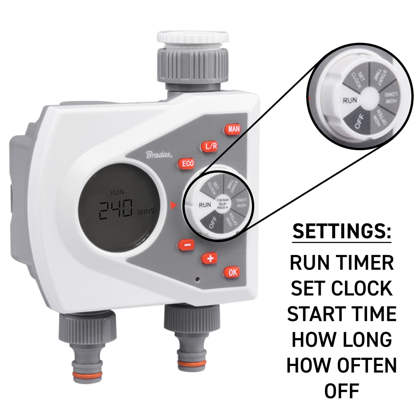 White Line 2-Way Electronic Control Water Timer
