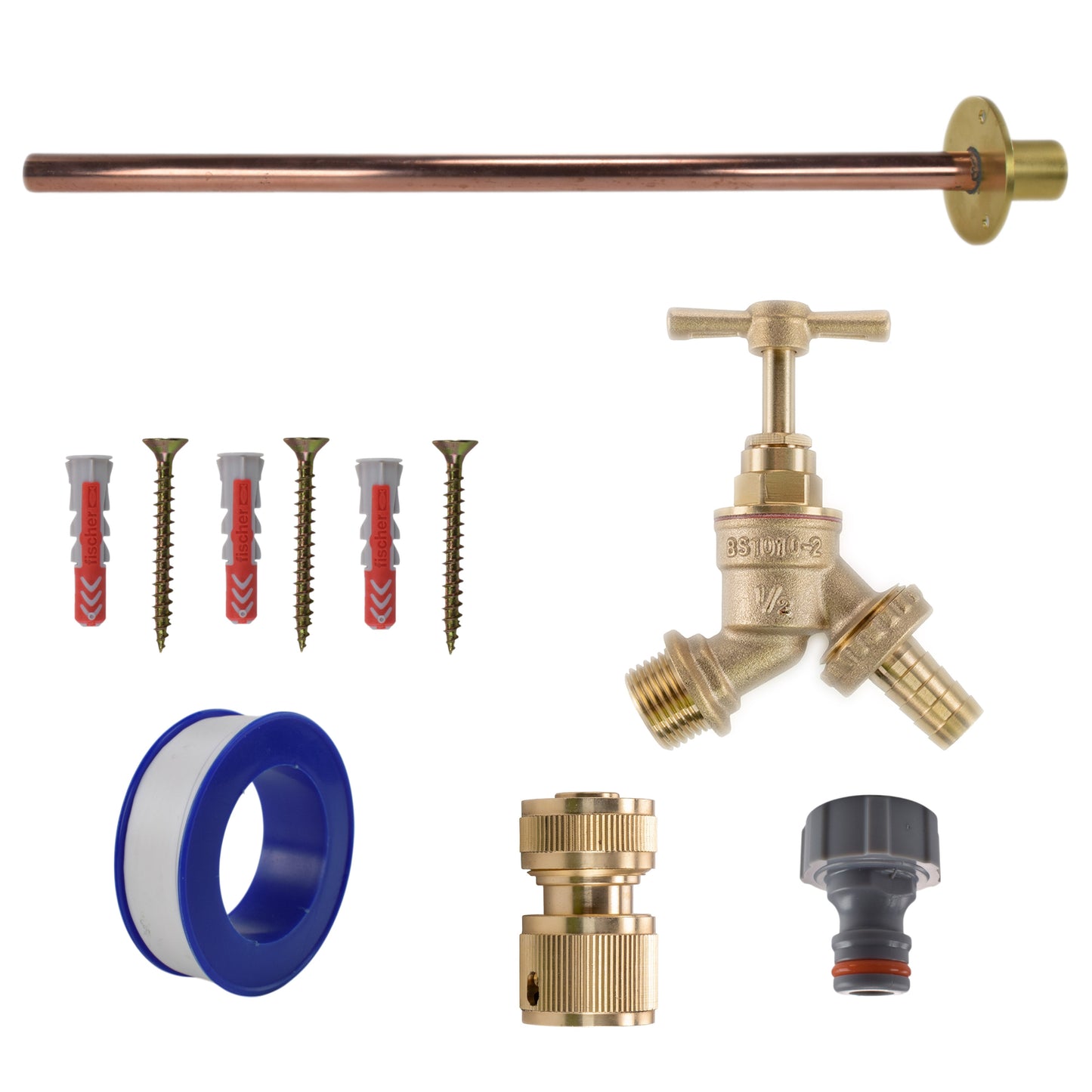 Brass Barbed Bib Tap BASIC Connection Kit