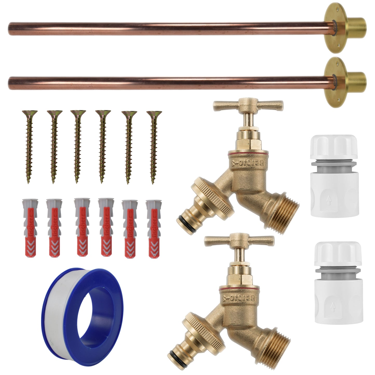 Brass Quick Connect Bib Tap BASIC Connection Kit x2