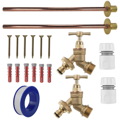 Brass Quick Connect Bib Tap BASIC Connection Kit x2