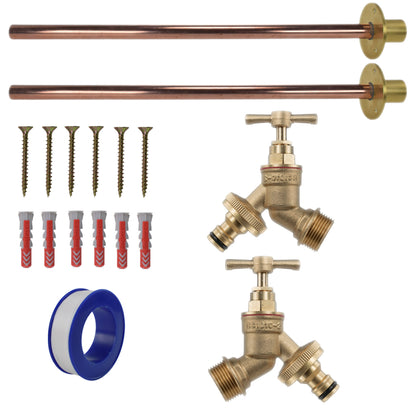 Brass Quick Connect Bib Tap BASIC Connection Kit x2