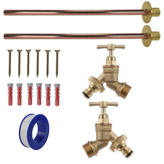 Brass Quick Connect Bib Tap BASIC Connection Kit x2