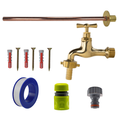 Polished Brass 13mm Barb Tap BASIC Connection Kit