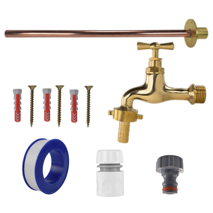 Polished Brass 13mm Barb Tap BASIC Connection Kit