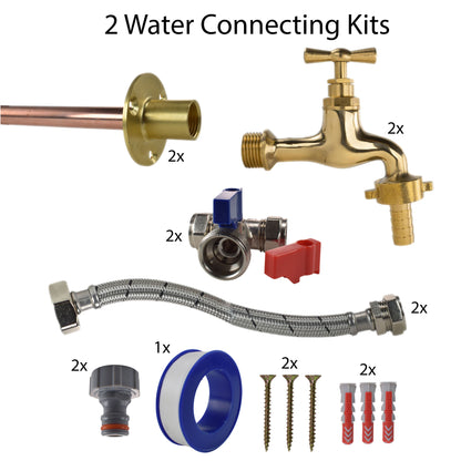 Polished Brass 13mm Barb Tap STANDARD Connection Kit x2