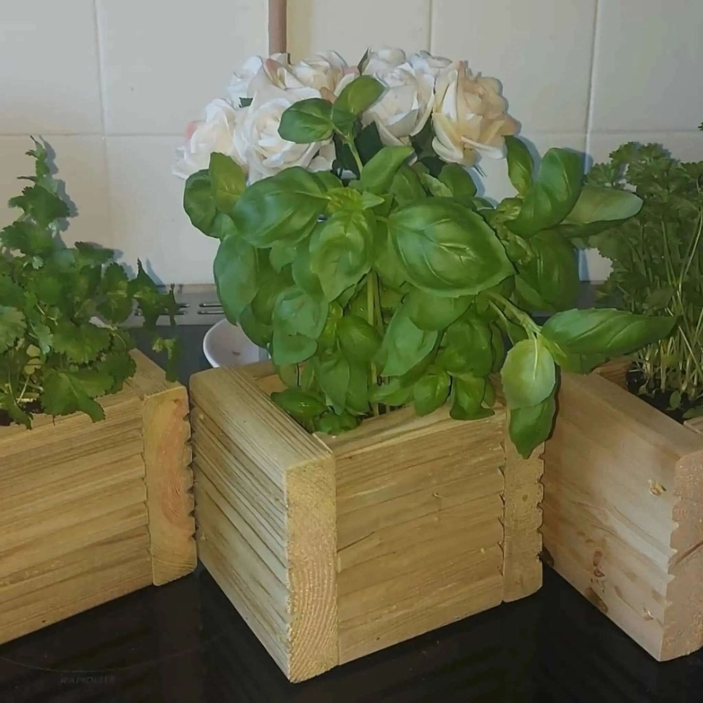 Wooden Decking herb planter boxes pack of 3