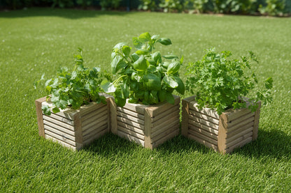 Wooden Decking herb planter boxes pack of 3