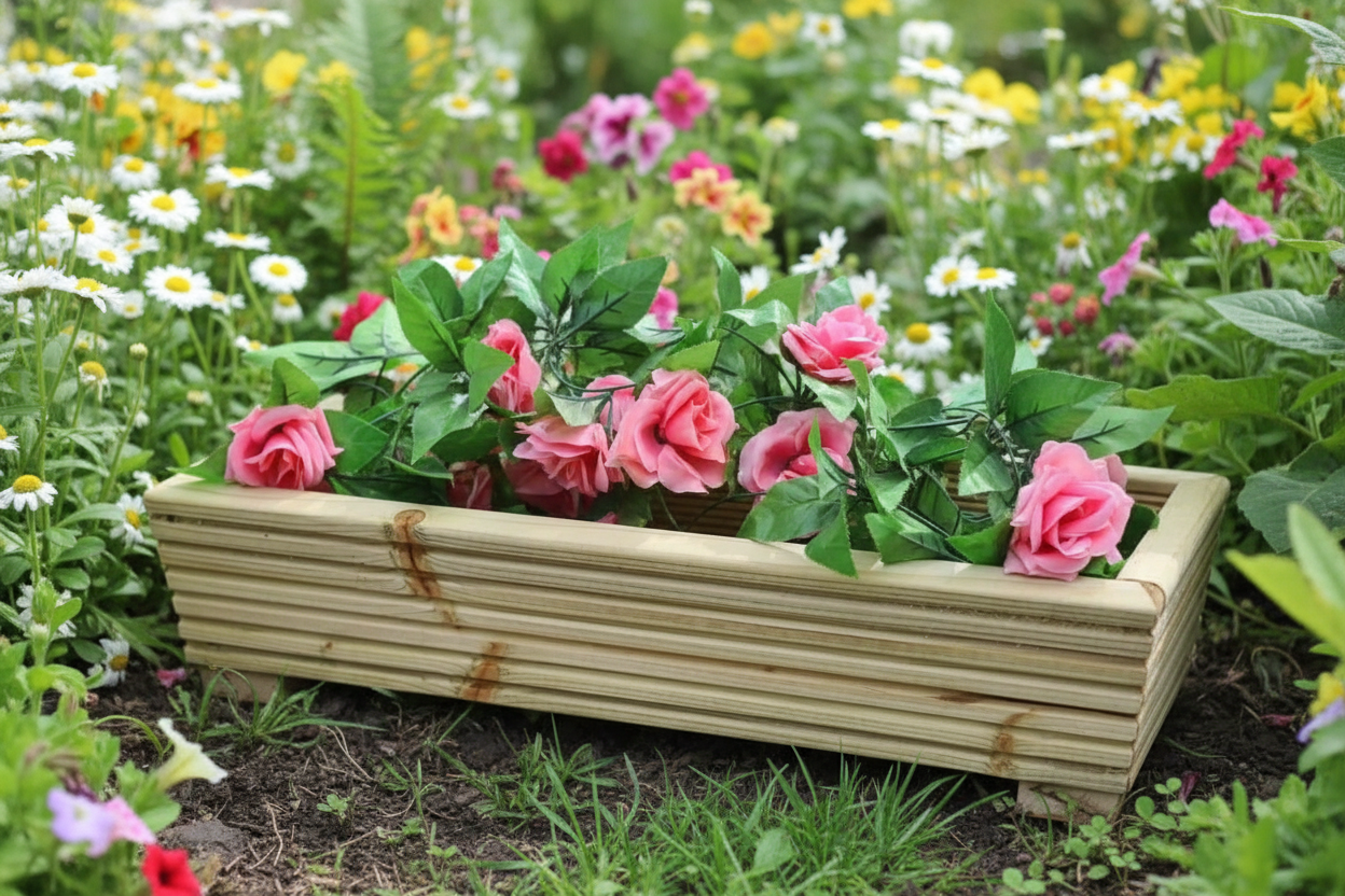 22cm Wide Wooden Decking Planters