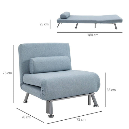 Adjustable Back Futon Sofa Chair - Blue