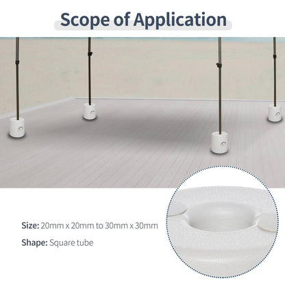 4-Piece Canopy Tent Weight Rapid Clip Gazebo Feet Fill with Water or Sand White