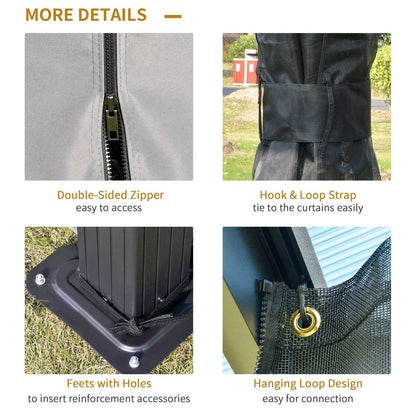 Outdoor 3.6 x 3M Gazebo Cabana w/ Steel Frame & Net Sidewalls for Privacy