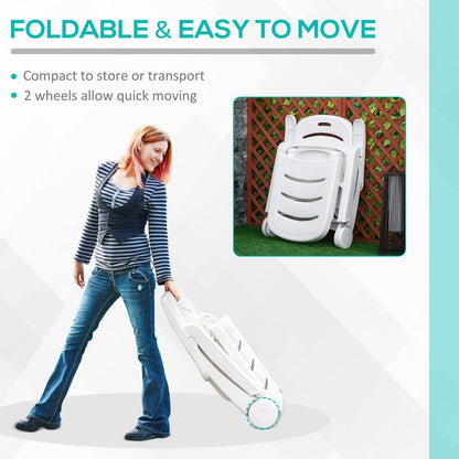 Outdoor Folding Sun Lounger Recliner on Wheels w/ 5-Position Backrest