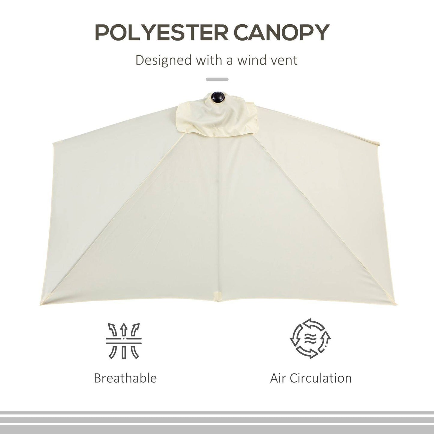 2.3m Half Steel Frame Outdoor Parasol Beige