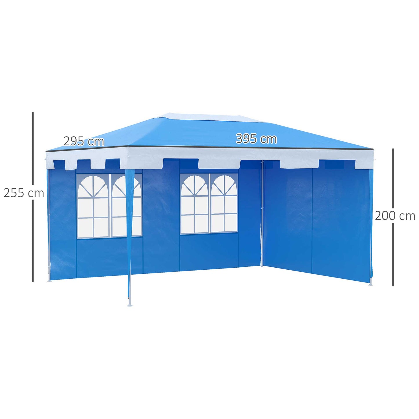 3 x 4 m Garden Gazebo Marquee Party Tent with 2 Sidewalls for Patio Yard Outdoor - Blue