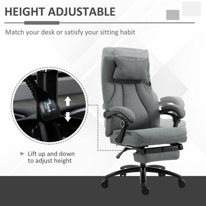 Vinsetto Office Chair 2-Point Removable Vibration Massage Pillow Executive Ergonomic Usb Power Adjustable Height 360 Swivel Grey