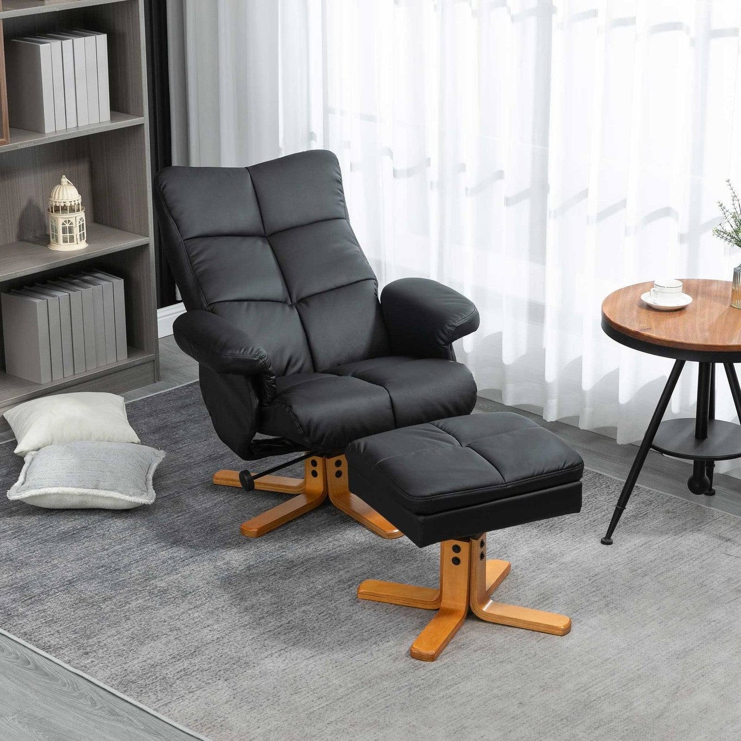 Homcom Faux Leather Swivel Recliner Chair with Footstool