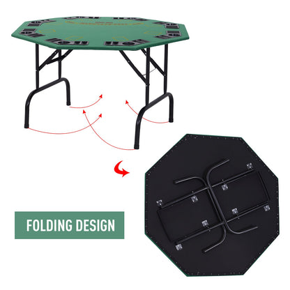 Medium-density fibreboard 8 Player Folding Poker Table Green