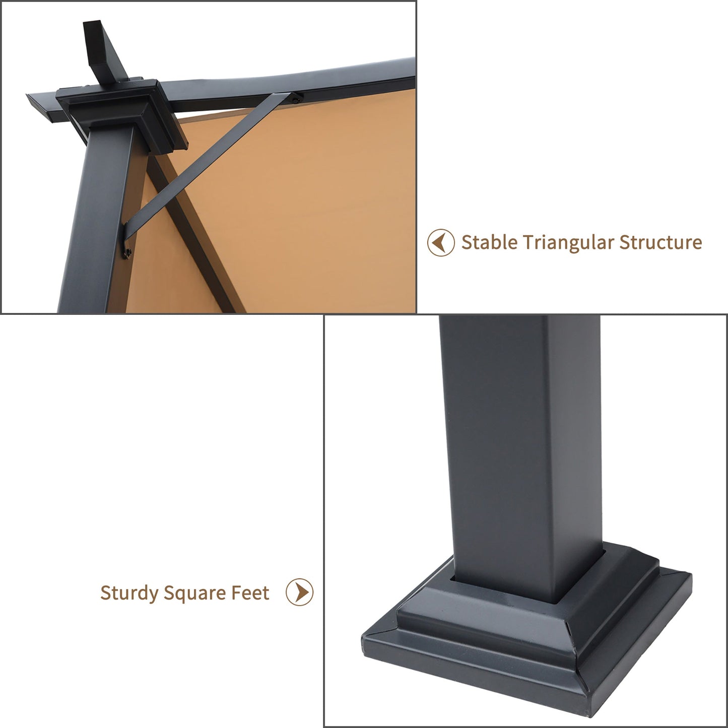 Outdoor Retractable Pergola Garden Gazebo with Two Adjustable Side Canopy Overhead Sun Shade Backyard Canopy Cover