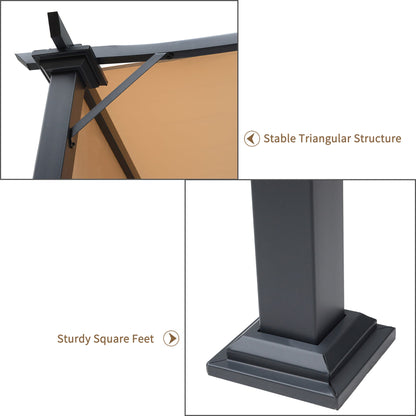 Outdoor Retractable Pergola Garden Gazebo with Two Adjustable Side Canopy Overhead Sun Shade Backyard Canopy Cover