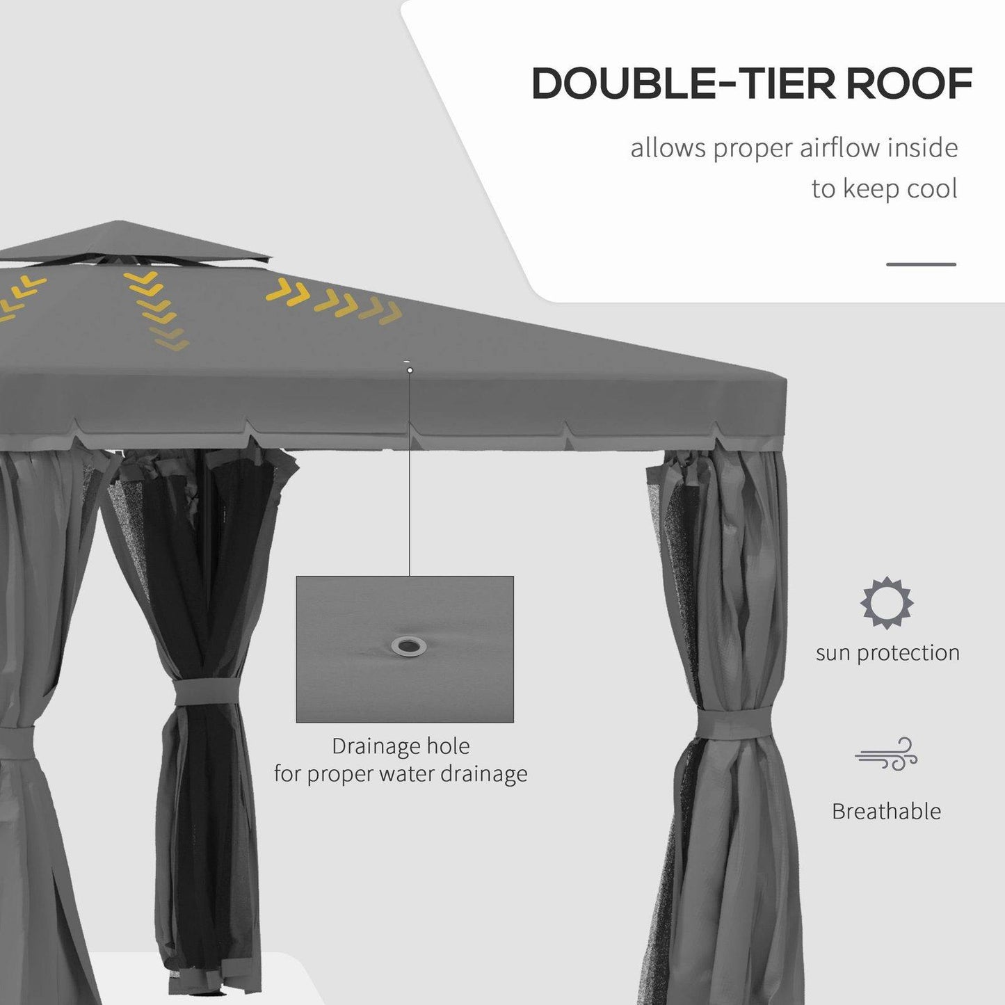 3 x 3M Patio Gazebo Canopy Garden Pavilion Tent Shelter Marquee with 2 Tier Water Repellent Roof